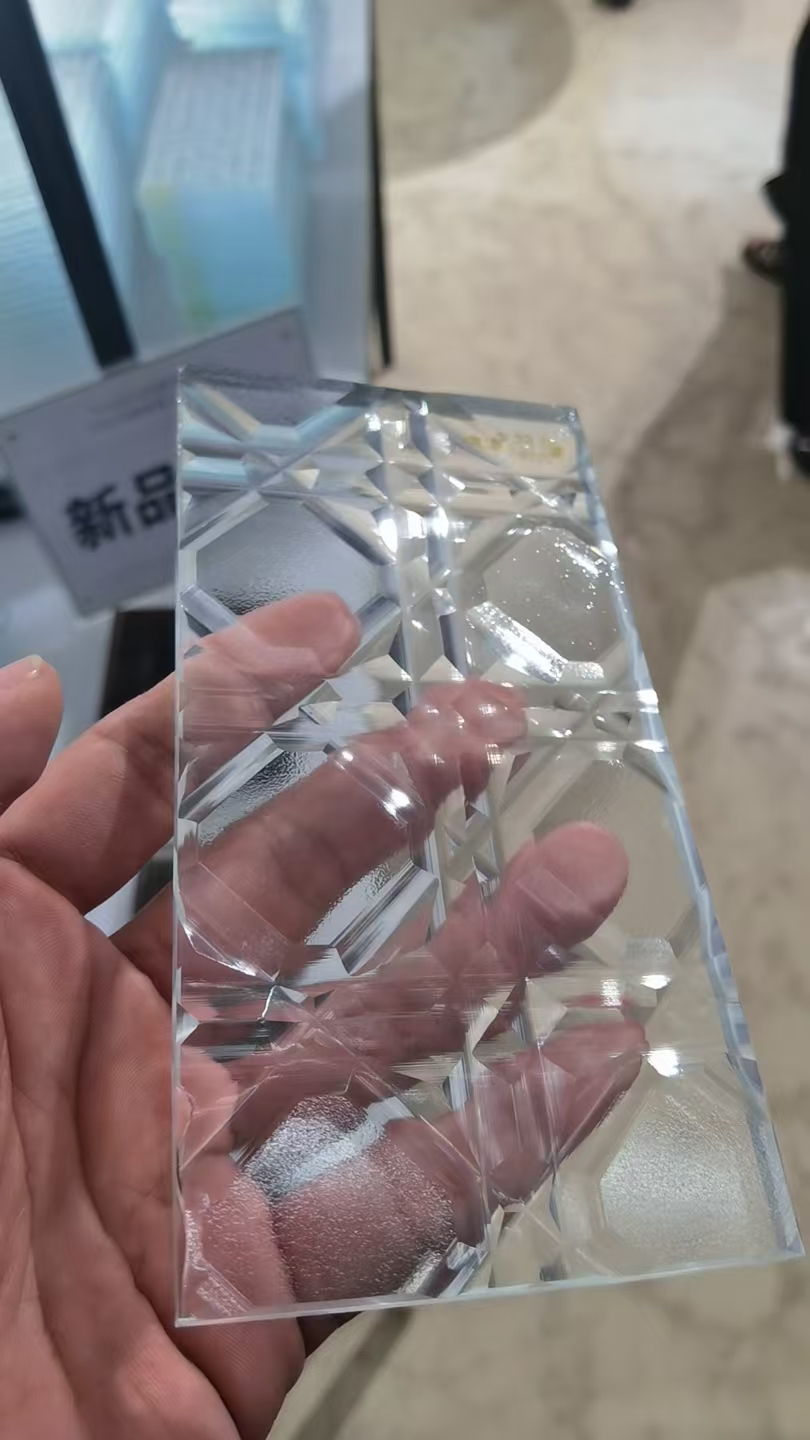 Clear art glass with different texture